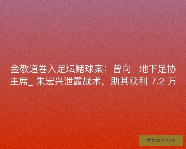 金敬道卷入足坛赌球案：曾向 _地下足协主席_ 朱宏兴泄露战术，助其获利 7.2 万