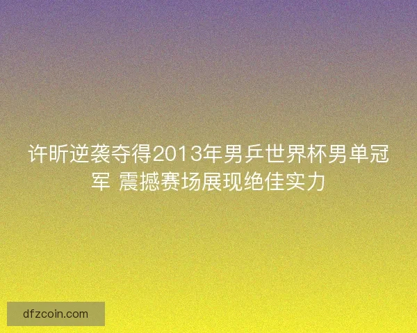 许昕逆袭夺得2013年男乒世界杯男单冠军 震撼赛场展现绝佳实力